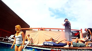 Aly & Vixen lead a wild gang bang by the poolside in broad daylight