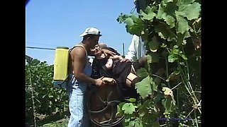 Granny Boss Gangbang Outdoor Fuck with Boys on Farm