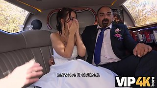 VIP4K. Seductive bride swings with injured boyfriend in front of her husband