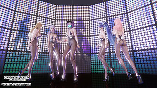 MMD - Carry Me Off - Ahri Evelynn Akali Seraphine Kaisa Sexy Kpop Dance League of Legends Hentai Uncensored 4K 60FPS