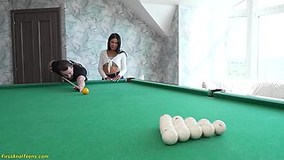 Her First Rough Anal On The Pool Table