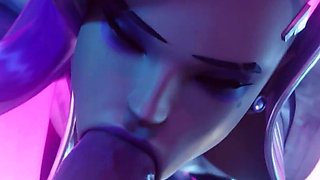 Sombra From Overwatch - Sloppy Blowjob, Doggystyle Big Ass in Oil and Titfuck Cumshot 3D Animation