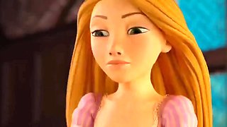 Rapunzel sucks a mouthful