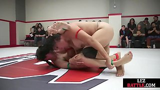 Nasty wrestling lez dominated by babe