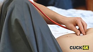 Watch Dr. Feelgood's wife Jessie Clark get her big natural tits and tight pussy pounded while her cuckold husband watches in HD