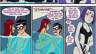 Nico Robin And Car Toon In Teen Titans - Emotional Illness Pt.1 - Robin Fucks Starfire In The Pool While Raven Watches