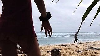 Public Beach Butt Plug Insertion by a Solo Female