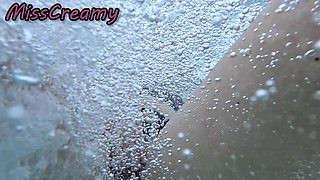 Flashing My Pussy in Front of a Student in Swimming Pool and Helps Me Masturbate - It's Very Risky with People Near