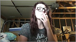 Hot Teen Babe Smokin In Garage