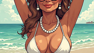 Gorgeous Women at the Beach Bikini Art