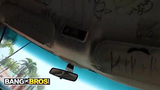 BangBros Daya Dare Bus Sex - Big Tit Flashing, Hardcore Doggystyle Fuck and Cum Swallow