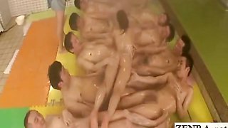 Oiled Japan AV star slides across a penis battlefield