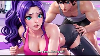 Aiko's tight yoga pants rip right while workout and fucked by yoga trainer