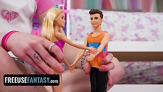 Wonderful venus vixen plays with her barbie and ken dolls and makes them each other while she masturbates