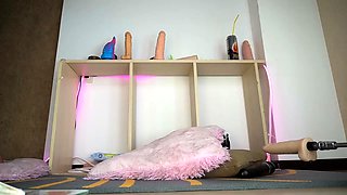 Pink pussy and ass kinky solo toy fun