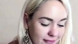 Cute blonde with big boobs solo