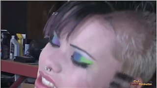 Punk Babe In Fishnet Pantyhose Enjoys Face Fucking Before Cunnilingus And Hard Penetration