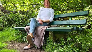 Super sexy blonde Rose goes solo outdoors