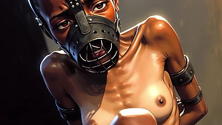 Skinny African Girl in Bondage - Desperate for Big Cock Inside Her