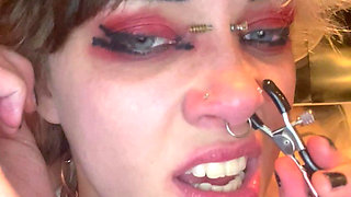 Goth Girl Glitterqueen1999 Stretches Her Button Nose with Ni