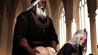 Spicy Toons Medieval Interracial Hentai: Big Tit Blonde MILF Conquered By BBC Warrior