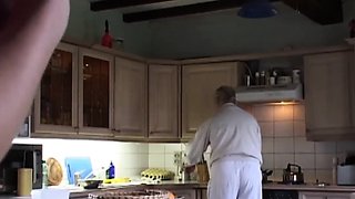 Slut girl licks and fucks wrinkled grandpa