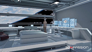 Nexus-3 Orbit Station Meta Gives Sloppy Blowjob, Deepthroat & Hard Doggystyle Assfuck Until Cum on Tits
