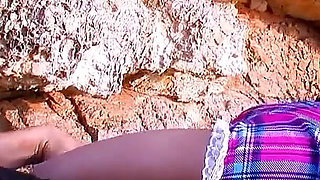 Skinny teen Penelope fucked in the ass by step dad on the beach