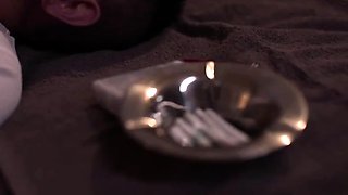 Extreme close up of Japanese teen masturbating