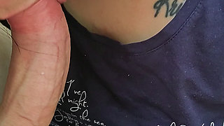Blowjob in toilet finish with cum in mouth