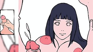 Adult Hinata lounging bare with ginormous globes and thick dinky (Adult Parody of Naruto) Hermaphroditism Drawing Process ten Min Edging Contest