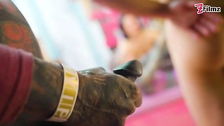 Wild orgy with a group of tattooed models