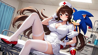 Animated scene in stylized clinical environment