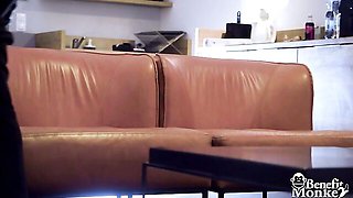 Handcuffed dude gets a nice blowjob from a hot blonde Amy Douxxx