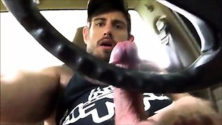 str8 muscle with big blue eyes precum in car 2