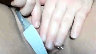 Massaging clit of my pierced pussy (close up)