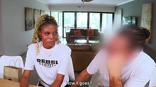 Cute Big Tits Black Teen Blows Big Cock