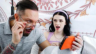 Sweet and young brunette Roxie Miller is enjoying dick-riding so much