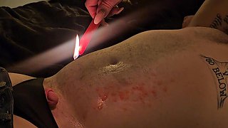 This Hot Young Cub Gets Flogged by an Older Cougar and Then She Drips Hot Candle Wax on Him