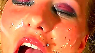 Ggg - Bukkake Party - Busty Brunette Gets Covered in Cum by Multiple Guys