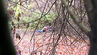 Voyeur spying on Czech couple having wild sex in the woods