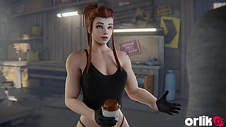 Brigitte Big Black Gym Trainer Stretches Her Tight Holes - Training Session Gone Wild Overwatch 3D