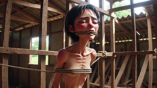 Extremely Skinny Girl in Bondage - Desperate in Brazilian Construction Site