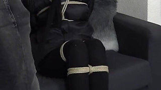 Luna Grey - down jacket bondage HD
