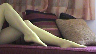 Relaxing in Yellow Pantyhose