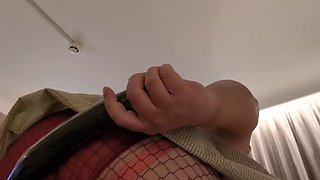 Kelli UKs Bondaged Sissy Hotel Dildo Slutting in Chastity Clamps