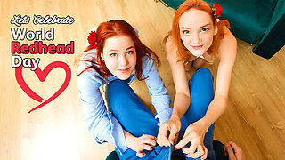 Redhead Teen Threesome FFM with Olivia Trunk & Nicole Murkovski - Blowjob, Doggystyle & Pussy Licking in HD