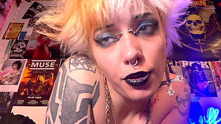 Goth Nostril Flaring, Rubbing Dildo, Drooling in Lipstick