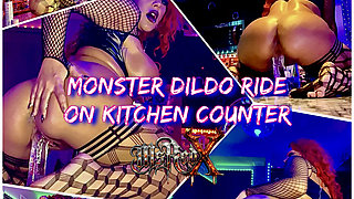 Ms Red X Rides Multiple Monster Dildos