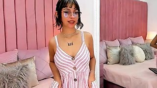 Busty Brunette Goes Solo in Lingerie